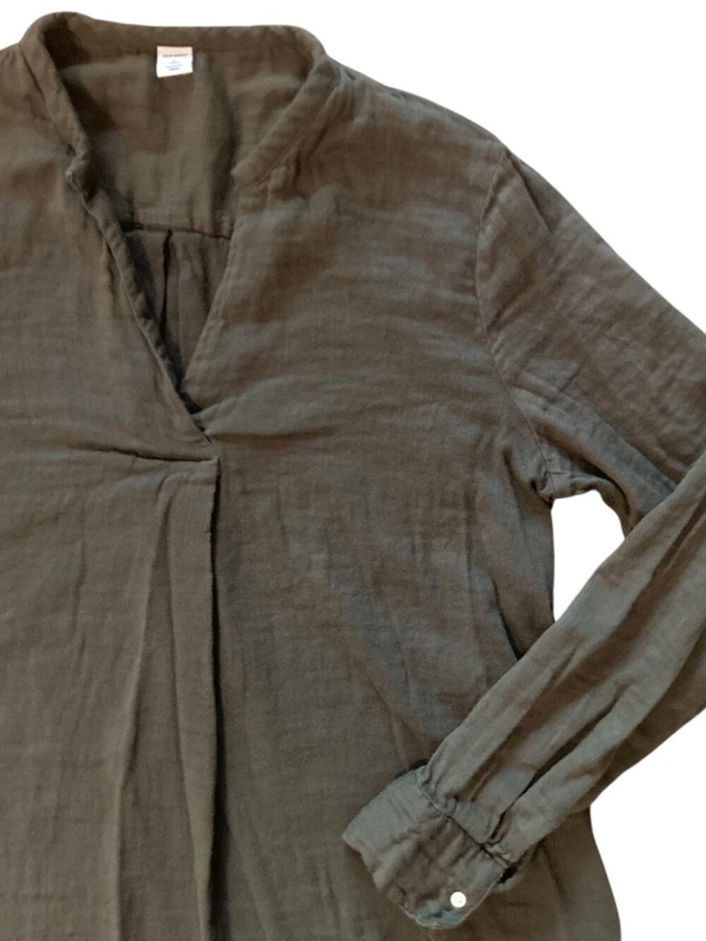 Women's OLD NAVY Long-Sleeve Split Neck Tunic Top OLIVE GREEN Large Tall